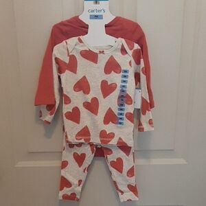 Carter's Red Heart 3 Piece Set Nwt